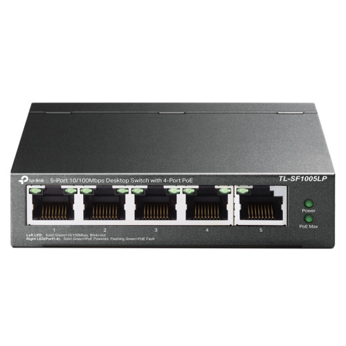 Коммутатор/ 5-port 10/100 Mbps unmanaged switch with 4 PoE ports, metal case, desktop installation, PoE budget-41w