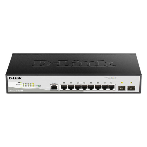 Коммутатор/ DGS-1210-10/ME/B Managed L2 Metro Ethernet Switch 8x1000Base-T, 2x1000Base-X SFP, Surge 6KV, CLI, RJ45 Console, RPS, Dying Gasp