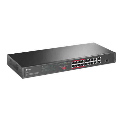 Коммутатор/ 16-port 10/100Mbps unmanaged switch, 16 PoE+ ports, 1GB RJ-45 + 1 RJ-45/SFP combo slot, 150W PoE budget