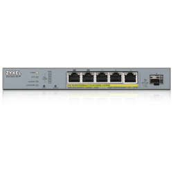 Коммутатор/ ZYXEL GS1350-6HP L2 PoE + switch for ZYXEL GS1350-6HP IP cameras, 4xGE PoE +, 1xGE PoE++ (802.3bt), 1xSFP, PoE budget 60 W, power transmission distance up to 250 m, auto-reloading of PoE ports, increased overvoltage and electrostatic protectio