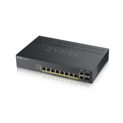 Коммутатор/ ZYXEL GS1920-8HPv2 Hybrid Smart switch PoE+ ZYXEL Nebula Flex, 8xGE PoE+, 2xCombo (SFP/RJ-45), silent (fanless), budget PoE 130W, Standalone / cloud management