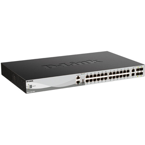 Коммутатор/ DGS-3130-30TS/B Managed L3 Stackable Switch 24x1000Base-T, 2x10GBase-T, 4x10GBase-X SFP+, Surge 6KV, CLI, 1000Base-T Management, RJ45 Console, USB, RPS, Dying Gasp