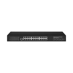 Управляемый L3 PoE коммутатор на 24xGE RJ-45 c PoE + 4х10G SFP+ порта. Порты: 2 x GE (10/100/1000 Base-T) с PoE (до 90W, A+B) + 22 x GE (10/100/1000 Base-T) с поддержкой PoE (IEEE 802.3af/at), 4 x 10G SFP+ Uplink. Консольный порт. Соответствует стандартам