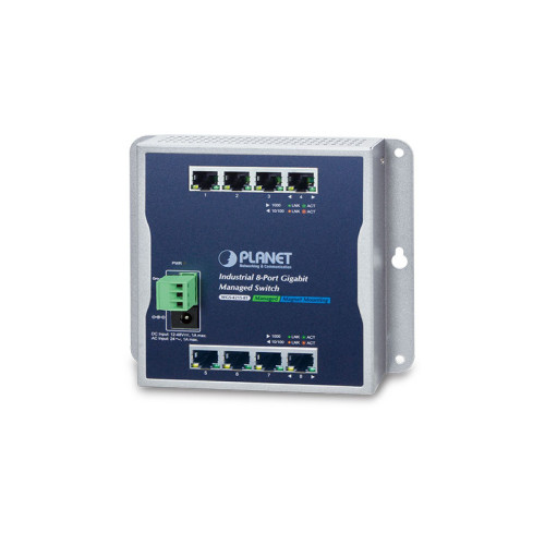 WGS-4215-8T индустриальный коммутатор/ IP30, IPv6/IPv4, 8-Port 1000TP  Wall-mount Managed Ethernet Switch (-40 to 75 C), dual redundant power input on 12-48VDC / 24VAC terminal block and power jack, SNMPv3, 802.1Q VLAN, IGMP Snooping, SSL, SSH, ACL