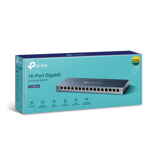 Коммутатор/ 16-Port Gigabit Desktop Switch, 16 Gigabit RJ45 Ports, Desktop Steel Case