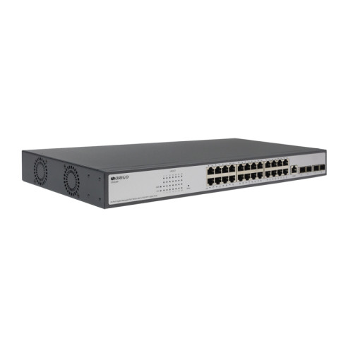 Коммутатор/ Managed L2 Switch 24x1000Base-T PoE, 4x10GBase-X SFP+, PoE Budget 380W, RJ45 Console, 19