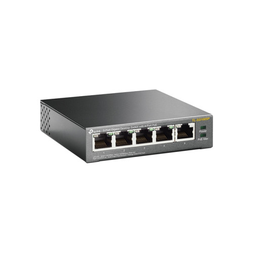 Коммутатор/ 5-Port Gigabit Desktop Switch with 4-Port PoE, 5 Gigabit RJ45 ports including 4 PoE ports, 56W PoE Power supply, steel case