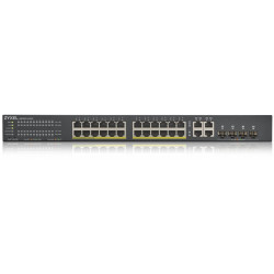 Коммутатор/ ZYXEL GS1920-24HPv2 Hybrid Smart switch PoE+ ZYXEL Nebula Flex, 24xGE PoE+, 4xCombo (SFP/RJ-45), budget PoE 375W, Standalone / cloud management