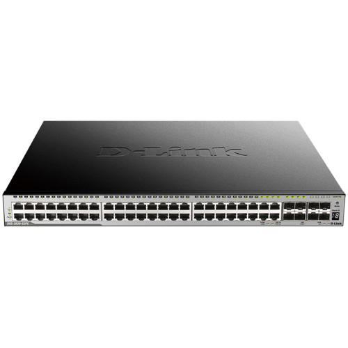 Коммутатор/ DGS-3630-52PC/*SI Managed L3 Stackable Switch 44x1000Base-T PoE, 4x10GBase-X SFP+, 4xCombo 1000Base-T PoE/SFP, PoE Budget 370W (740W with DPS-700), Surge 6KV, CLI, 1000Base-T Management, RJ45 Console, mini-USB Console, USB, RPS, Alarm RJ-45, D