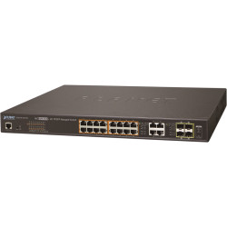 коммутатор/ PLANET IPv6/IPv4, 16-Port Managed 60W Ultra PoE Gigabit Ethernet Switch + 4-Port Gigabit Combo TP/SFP (400W PoE budget, SNMPv3, 802.1Q VLAN, IGMP Snooping, SSL, SSH, ACL)