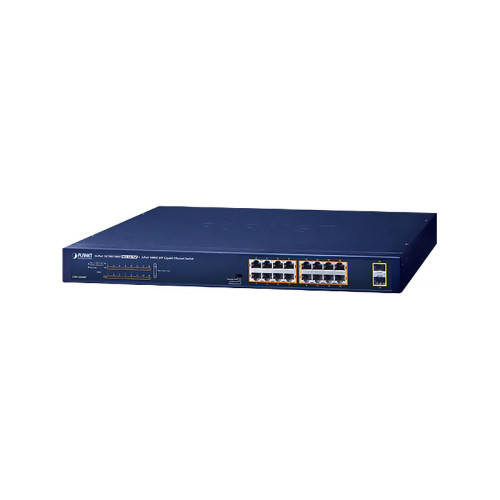 коммутатор/ PLANET GSW-1820HP 16-Port 10/100/1000T 802.3at PoE + 2-Port 1000X SFP Ethernet Switch (240W PoE Budget, Standard/VLAN/Extend mode)