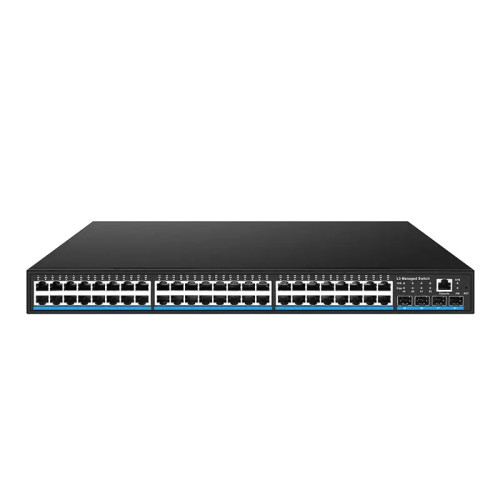 Управляемый L3 коммутатор Gigabit Ethernet на 48xRJ45 + 4x10G SFP+ Uplink. Порты: 48 x GE (10/100/1000Base-T) + 4 x 10G SFP+ Uplink, Консольный порт, Уровень управления L3 (Full managed), Поддержка Jumbo Frame 16K, IGMP Snooping, Монтаж в 19