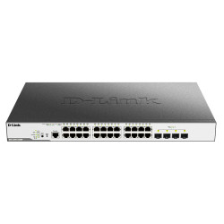 Коммутатор/ DGS-3000-28XMP/B Managed L2 Switch 24x1000Base-T PoE, 4x10GBase-X SFP+, PoE Budget 370W, Surge 6KV, CLI, RJ45 Console, RPS, Dying Gasp