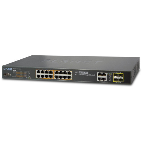 коммутатор/ PLANET IPv6 Managed 16-Port 802.3at PoE Gigabit Ethernet Switch + 4-Port SFP (230W)