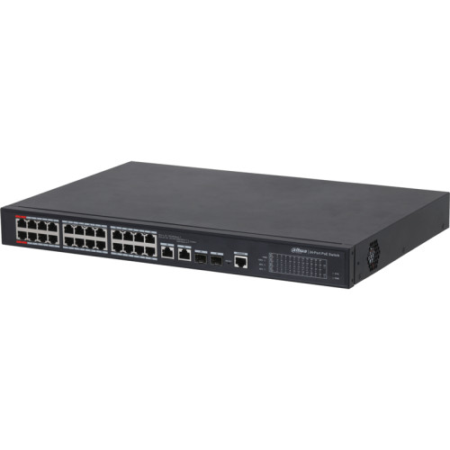 2xCombo 1000 Base-T/SFP  24x 10/100 Base-T（Hi-PoE/PoE+/PoE）IEEE802.3af/IEEE802.3at/Hi-PoE Мощность PoE 360Вт Размеры: 440мм×300мм×44мм