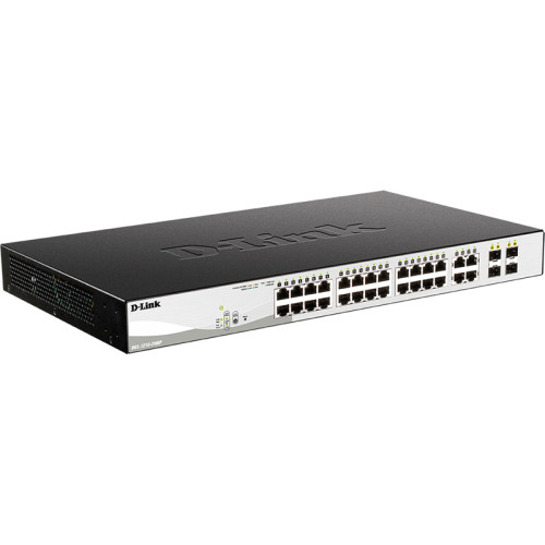 Коммутатор/ DGS-1210-28MP/F4A Smart L2 Switch 24х1000Base-T PoE, 4хCombo 1000Base-T/SFP, PoE Budget 370W, Compact CLI