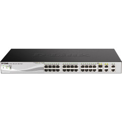 Коммутатор/ DES-1210-28P/C Smart L2 Switch 24x100Base-TX PoE, 2x1000Base-T, 2xCombo 1000Base-T/SFP, PoE Budget 193W, Compact CLI