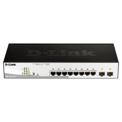 Коммутатор/ DGS-1210-10P/F Smart L2 Switch 8х1000Base-T PoE, 2х1000Base-X SFP, PoE Budget 65W, Compact CLI