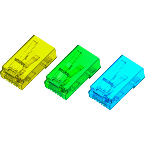 Greenconnect Коннектор цветной RJ-45 cat.5e UTP Male, для многожильного кабеля, 8p8c 15 шт (3 цвета по 5 шт), GCR-51802