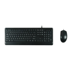 Комплект клавиатура+мышь/ Keyboard/mouse set MK120, USB wired, 104 кл, 1000DPI, 1.8m, black, Foxline