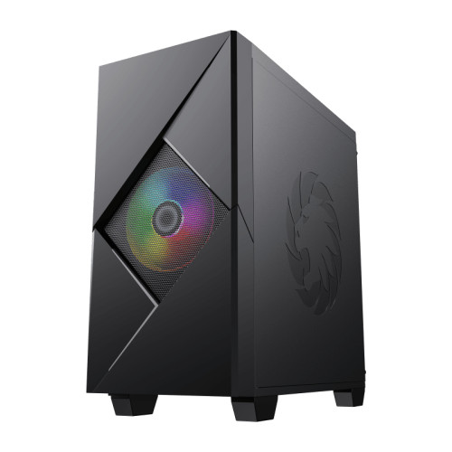 Компьютерный корпус, без блока питания mATX/ Gamemax Cyclops BG mATX case, black, w/o PSU, w/1xUSB3.0+1xUSB2.0, w/1x12cm ARGB front fan (GMX-12-Rainbow-C9), w/1x12cm ARGB rear fan (GMX-12-