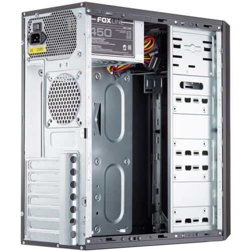 Корпус c блоком питания 450 Ватт/ Case Foxline FL-302, ATX, 2x5.25EXT, 1x3.5EXT, 4x3.5INT, 2xUSB2.0, HDA, w/o FAN, w/450W ATX PSU(80mm), w/1.2m EU pwr cord