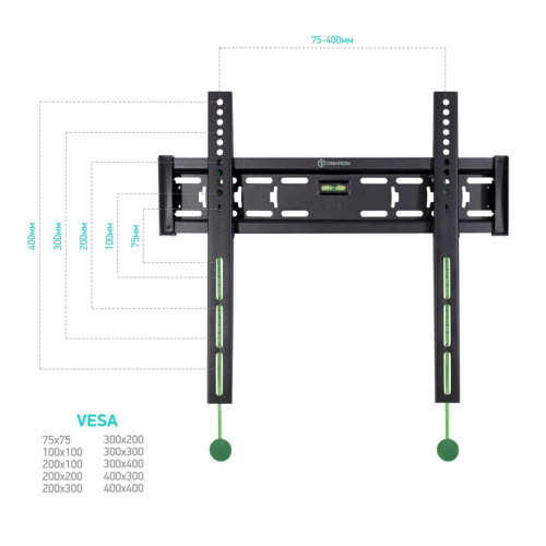 Кронштейн ONKRON/ 32-65'' макс 400*400 наклон 0º от стены: 29мм макс вес 56,8кг