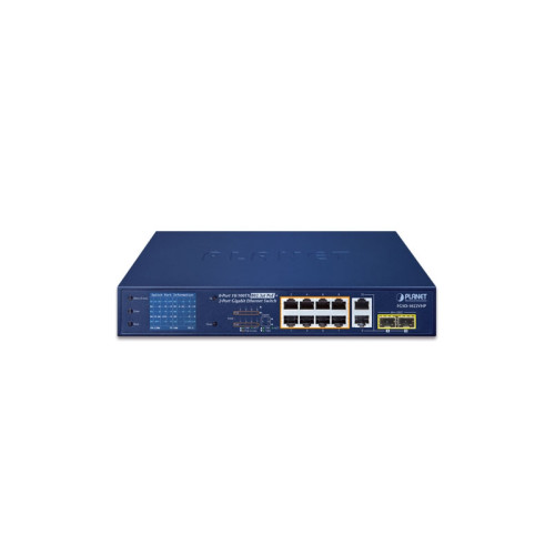 коммутатор/ PLANET 8-Port 10/100TX 802.3at PoE + 2-Port Gigabit TP/SFP combo Desktop Switch with LCD PoE Monitor(120W)