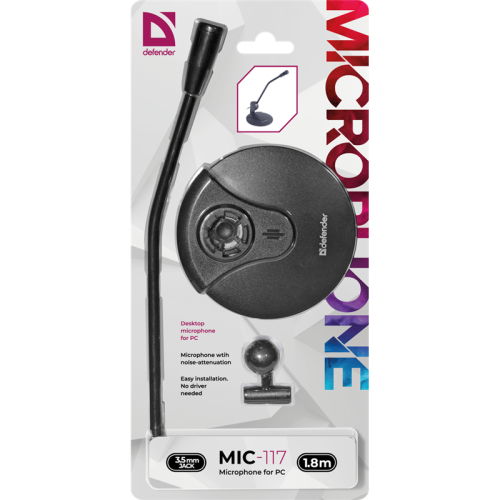 Defender Микрофон компьютерный MIC-117 черный, кабель 1.8 м