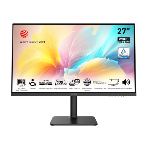 Монитор/ Монитор Modern MD272QXP 27'' 2560x1440, IPS, 178/178, 4мс, 400nit, 100HZ, DP/HDMI, 1xUSB-C, 2xUSBA, 1xUSB-BUSB, Audio, LTSP, Black-Black, 1y