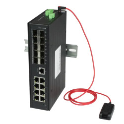 Промышленный управляемый (L2+) Ultra PoE коммутатор Gigabit Ethernet на 8GE PoE + 10 GE SFP порта с функцией мониторинга температуры/ влажности/ напряжения. Порты: 8 x GE (10/100/1000Base-T) с PoE BT (до 90W) + 10 x GE SFP (1000Base-X). Уровень управления