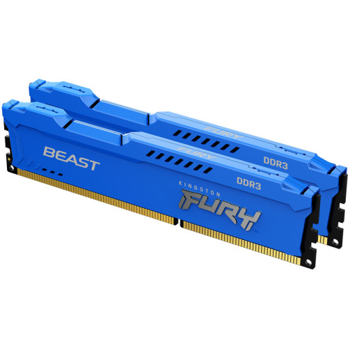 Память оперативная/ Kingston 8GB 1600MHz DDR3 CL10 DIMM(Kit of 2) FURY BeastBlue