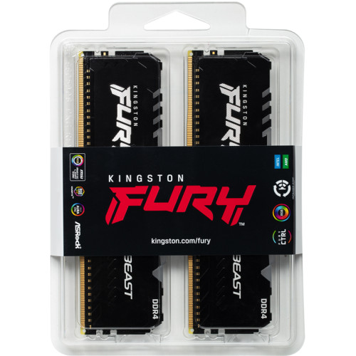 Память оперативная/ Kingston 16GB 3733MHz DDR4 CL19 DIMM (Kit of 2) FURY Beast RGB