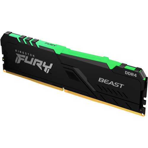 Память оперативная/ Kingston 16GB 2666MHz DDR4 CL16 DIMM 1Gx8 FURY Beast RGB