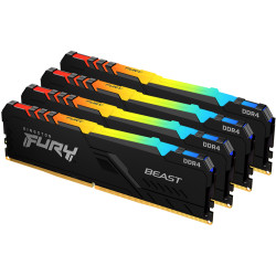 Память оперативная/ Kingston 128GB 3600MHz DDR4 CL18 DIMM (Kit of 4) FURY Beast RGB