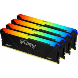 Память оперативная/ Kingston 64GB 3200MHz DDR4 CL16 DIMM (Kit of 4) 1Gx8 FURY Beast RGB