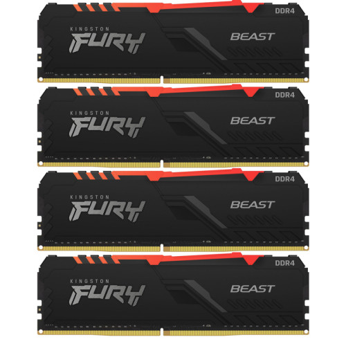 Память оперативная/ Kingston 128GB 2666MT/c DDR4 CL16 DIMM (Kit of 4) FURY Beast RGB