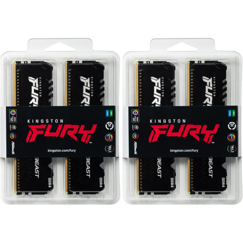 Память оперативная/ Kingston 32GB 3600MHz DDR4 CL17 DIMM (Kit of 4) FURY Beast RGB