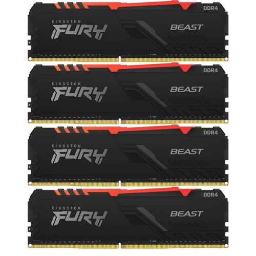 Память оперативная/ Kingston 128GB 3600MHz DDR4 CL18 DIMM (Kit of 4) FURY Beast RGB