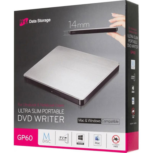 Оптический привод/ LG DVD-RW ext. Silver Slim Ret. USB2.0