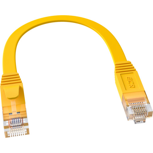 GCR Патч-корд PROF плоский прямой 0.3m, UTP медь кат.6, желтый, 30 AWG, ethernet high speed 10 Гбит/с, RJ45, T568B, GCR-53034