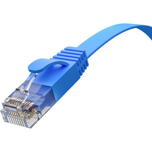 GCR Патч-корд PROF плоский прямой 5.0m, UTP медь кат.6, синий, 30 AWG, ethernet high speed 10 Гбит/с, RJ45, T568B, GCR-52873