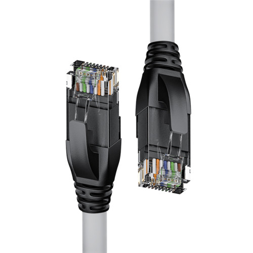 Патч-корд прямой 1.0m UTP кат.5e, серый, черные коннекторы, 24 AWG, литой, ethernet high speed 1 Гбит/с, RJ45, T568B