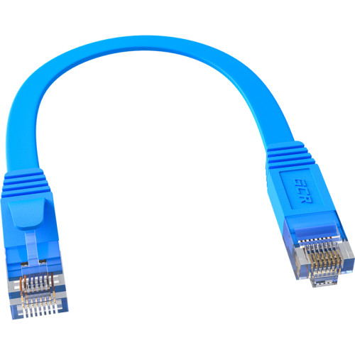 GCR Патч-корд PROF плоский прямой 0.5m, UTP медь кат.6, синий, 30 AWG, ethernet high speed 10 Гбит/с, RJ45, T568B, GCR-52881