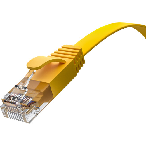 GCR Патч-корд PROF плоский прямой 0.15m, UTP медь кат.6, желтый, 30 AWG, ethernet high speed 10 Гбит/с, RJ45, T568B, GCR-53033