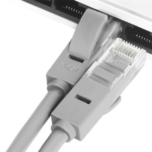 GCR Патч-корд перекрестный ethernet 15.0m UTP кат.5е, серый, RJ45, литой