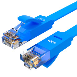 GCR Патч-корд PROF плоский прямой 7.5m, UTP медь кат.6, синий, 30 AWG, GCR-LNC621-7.5m ethernet high speed 10 Гбит/с, RJ45, T568B