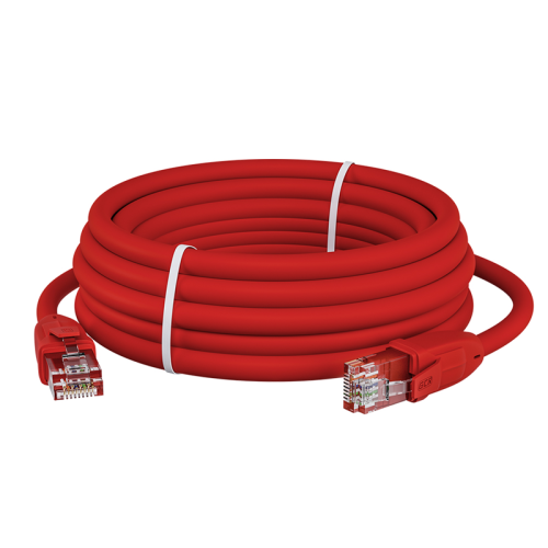 GCR Патч-корд прямой 5.0m UTP кат.6, красный, 24 AWG, литой, ethernet high speed, RJ45, T568B