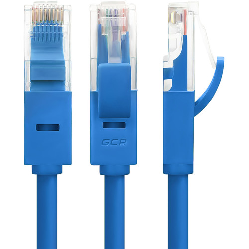 Greenconnect Патч-корд прямой, малодымный LSZH 5.0m UTP кат.5e, синий, 24 AWG, литой, ethernet high speed 1 Гбит/с, RJ45, T568B, GCR-50682