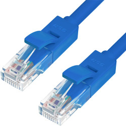 Greenconnect Патч-корд прямой, малодымный LSZH 5.0m UTP кат.5e, синий, 24 AWG, литой, ethernet high speed 1 Гбит/с, RJ45, T568B, GCR-50682